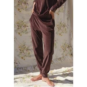 AMO Velour Jogger Sweatpant Mahogany Brown Small Loungewear Y2K 90s Cozy Comfort
